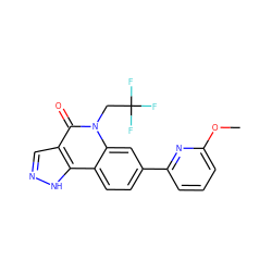 COc1cccc(-c2ccc3c4[nH]ncc4c(=O)n(CC(F)(F)F)c3c2)n1 ZINC000220085257