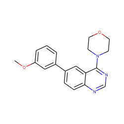 COc1cccc(-c2ccc3ncnc(N4CCOCC4)c3c2)c1 ZINC000004239288