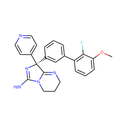 COc1cccc(-c2cccc([C@@]3(c4ccncc4)N=C(N)N4CCCN=C43)c2)c1F ZINC000073312489