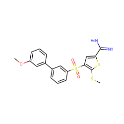 COc1cccc(-c2cccc(S(=O)(=O)c3cc(C(=N)N)sc3SC)c2)c1 ZINC000029038774