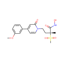 COc1cccc(-c2ccn(CC[C@](C)(C(=O)NO)S(C)(=O)=O)c(=O)c2)c1 ZINC000084635215