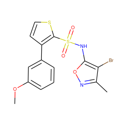 COc1cccc(-c2ccsc2S(=O)(=O)Nc2onc(C)c2Br)c1 ZINC000026578581