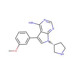 COc1cccc(-c2cn([C@@H]3CCNC3)c3ncnc(N)c23)c1 ZINC000027985494