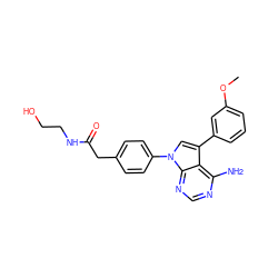 COc1cccc(-c2cn(-c3ccc(CC(=O)NCCO)cc3)c3ncnc(N)c23)c1 ZINC000003815390