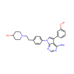 COc1cccc(-c2cn(-c3ccc(CCN4CCC(O)CC4)cc3)c3ncnc(N)c23)c1 ZINC000001488120