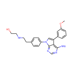 COc1cccc(-c2cn(-c3ccc(CCNCCO)cc3)c3ncnc(N)c23)c1 ZINC000040394290