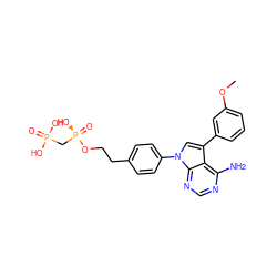 COc1cccc(-c2cn(-c3ccc(CCO[P@](=O)(O)CP(=O)(O)O)cc3)c3ncnc(N)c23)c1 ZINC000013538658