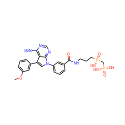 COc1cccc(-c2cn(-c3cccc(C(=O)NCCC[P@](=O)(O)CP(=O)(O)O)c3)c3ncnc(N)c23)c1 ZINC000026827883