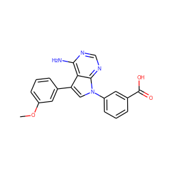 COc1cccc(-c2cn(-c3cccc(C(=O)O)c3)c3ncnc(N)c23)c1 ZINC000013538675