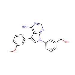 COc1cccc(-c2cn(-c3cccc(CO)c3)c3ncnc(N)c23)c1 ZINC000003815391