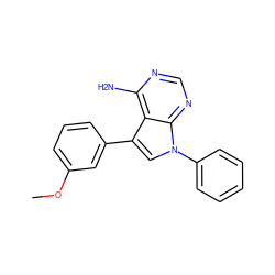 COc1cccc(-c2cn(-c3ccccc3)c3ncnc(N)c23)c1 ZINC000003815351