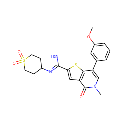 COc1cccc(-c2cn(C)c(=O)c3cc(/C(N)=N/C4CCS(=O)(=O)CC4)sc23)c1 ZINC000653699464