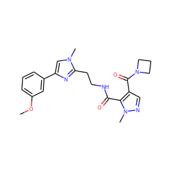 COc1cccc(-c2cn(C)c(CCNC(=O)c3c(C(=O)N4CCC4)cnn3C)n2)c1 ZINC000144084438