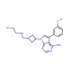 COc1cccc(-c2cn(C3CC(CNCCO)C3)c3ncnc(N)c23)c1 ZINC000027981784