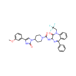 COc1cccc(-c2cn(C3CCN(C(=O)N[C@@H]4N=C(c5ccccc5)c5ccccc5N(CC(F)(F)F)C4=O)CC3)c(=O)[nH]2)c1 ZINC000049780145