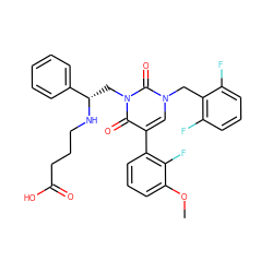 COc1cccc(-c2cn(Cc3c(F)cccc3F)c(=O)n(C[C@H](NCCCC(=O)O)c3ccccc3)c2=O)c1F ZINC000042919847