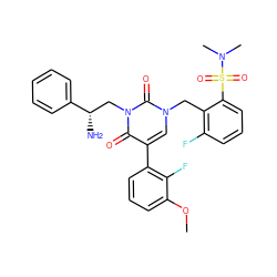 COc1cccc(-c2cn(Cc3c(F)cccc3S(=O)(=O)N(C)C)c(=O)n(C[C@H](N)c3ccccc3)c2=O)c1F ZINC000028472134