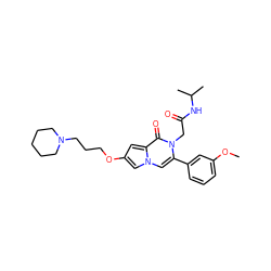 COc1cccc(-c2cn3cc(OCCCN4CCCCC4)cc3c(=O)n2CC(=O)NC(C)C)c1 ZINC000058583512