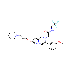 COc1cccc(-c2cn3cc(OCCCN4CCCCC4)cc3c(=O)n2CC(=O)NCC(F)(F)F)c1 ZINC000058591829