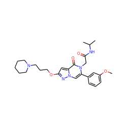 COc1cccc(-c2cn3nc(OCCCN4CCCCC4)cc3c(=O)n2CC(=O)NC(C)C)c1 ZINC000058583401