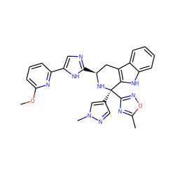 COc1cccc(-c2cnc([C@H]3Cc4c([nH]c5ccccc45)[C@@](c4cnn(C)c4)(c4noc(C)n4)N3)[nH]2)n1 ZINC000653735555