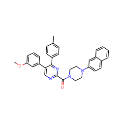 COc1cccc(-c2cnc(C(=O)N3CCN(c4ccc5ccccc5c4)CC3)nc2-c2ccc(C)cc2)c1 ZINC000071318655