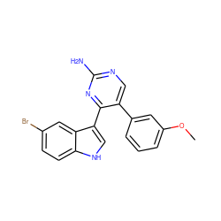 COc1cccc(-c2cnc(N)nc2-c2c[nH]c3ccc(Br)cc23)c1 ZINC000072108038