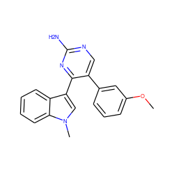 COc1cccc(-c2cnc(N)nc2-c2cn(C)c3ccccc23)c1 ZINC000042924227