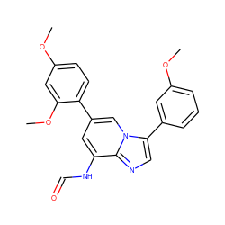 COc1cccc(-c2cnc3c(NC=O)cc(-c4ccc(OC)cc4OC)cn23)c1 ZINC000061896137