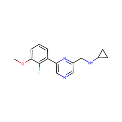 COc1cccc(-c2cncc(CNC3CC3)n2)c1F ZINC000071340845