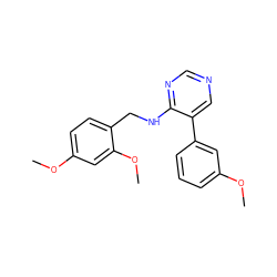 COc1cccc(-c2cncnc2NCc2ccc(OC)cc2OC)c1 ZINC000004267793