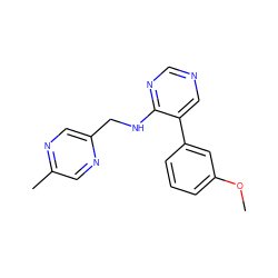 COc1cccc(-c2cncnc2NCc2cnc(C)cn2)c1 ZINC000004265105