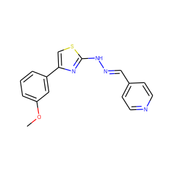 COc1cccc(-c2csc(N/N=C/c3ccncc3)n2)c1 ZINC000058541774