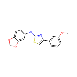 COc1cccc(-c2csc(Nc3ccc4c(c3)OCO4)n2)c1 ZINC000084634749