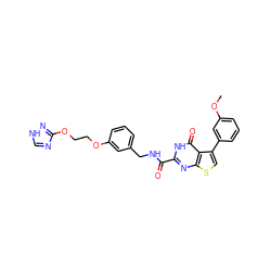 COc1cccc(-c2csc3nc(C(=O)NCc4cccc(OCCOc5nc[nH]n5)c4)[nH]c(=O)c23)c1 ZINC000114402243