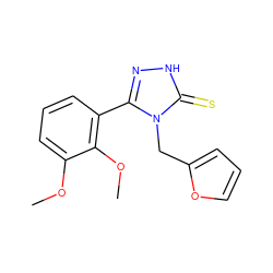 COc1cccc(-c2n[nH]c(=S)n2Cc2ccco2)c1OC ZINC000006492108