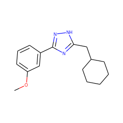 COc1cccc(-c2n[nH]c(CC3CCCCC3)n2)c1 ZINC000013589632