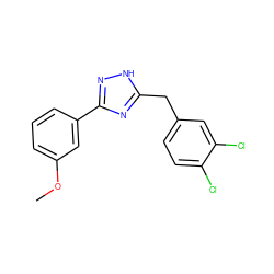 COc1cccc(-c2n[nH]c(Cc3ccc(Cl)c(Cl)c3)n2)c1 ZINC000013589625