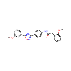 COc1cccc(-c2nc(-c3ccc(NC(=O)Cc4ccccc4OC)cc3)no2)c1 ZINC000002931030