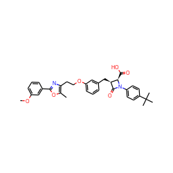 COc1cccc(-c2nc(CCOc3cccc(C[C@@H]4C(=O)N(c5ccc(C(C)(C)C)cc5)[C@@H]4C(=O)O)c3)c(C)o2)c1 ZINC000029126530