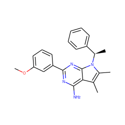 COc1cccc(-c2nc(N)c3c(C)c(C)n([C@H](C)c4ccccc4)c3n2)c1 ZINC000013756601