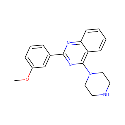 COc1cccc(-c2nc(N3CCNCC3)c3ccccc3n2)c1 ZINC000004268012