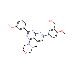 COc1cccc(-c2nc(N3CCOC[C@@H]3C)c3ccc(-c4ccc(OC)c(CO)c4)nc3n2)c1 ZINC000142453023