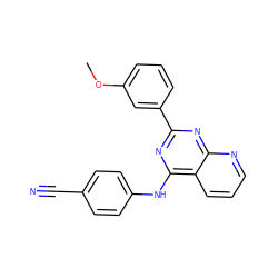 COc1cccc(-c2nc(Nc3ccc(C#N)cc3)c3cccnc3n2)c1 ZINC001772623505