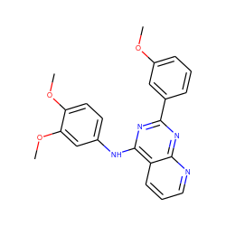 COc1cccc(-c2nc(Nc3ccc(OC)c(OC)c3)c3cccnc3n2)c1 ZINC001772602617