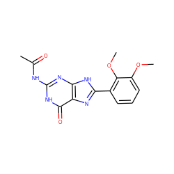 COc1cccc(-c2nc3c(=O)[nH]c(NC(C)=O)nc3[nH]2)c1OC ZINC000299855249