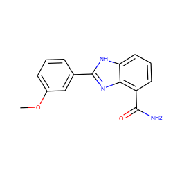 COc1cccc(-c2nc3c(C(N)=O)cccc3[nH]2)c1 ZINC000011565446