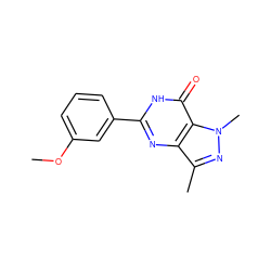 COc1cccc(-c2nc3c(C)nn(C)c3c(=O)[nH]2)c1 ZINC000028090239