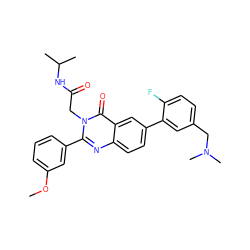 COc1cccc(-c2nc3ccc(-c4cc(CN(C)C)ccc4F)cc3c(=O)n2CC(=O)NC(C)C)c1 ZINC000036479881