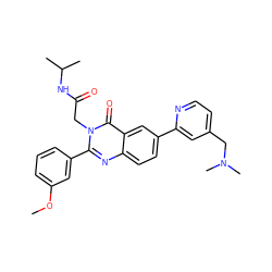 COc1cccc(-c2nc3ccc(-c4cc(CN(C)C)ccn4)cc3c(=O)n2CC(=O)NC(C)C)c1 ZINC000071340542